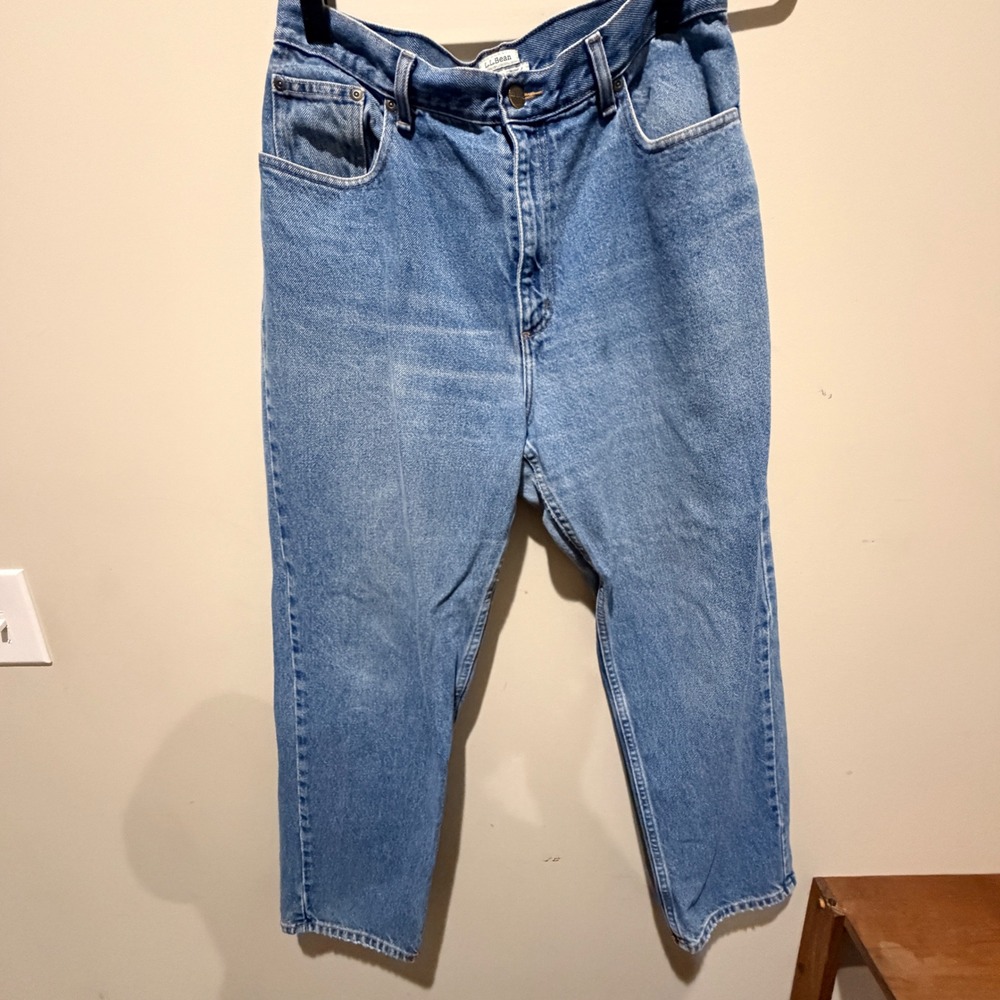 VTG LL Bean Original Fit Relaxed Jeans Women 14 Reg Blue Denim Minimalist Indie